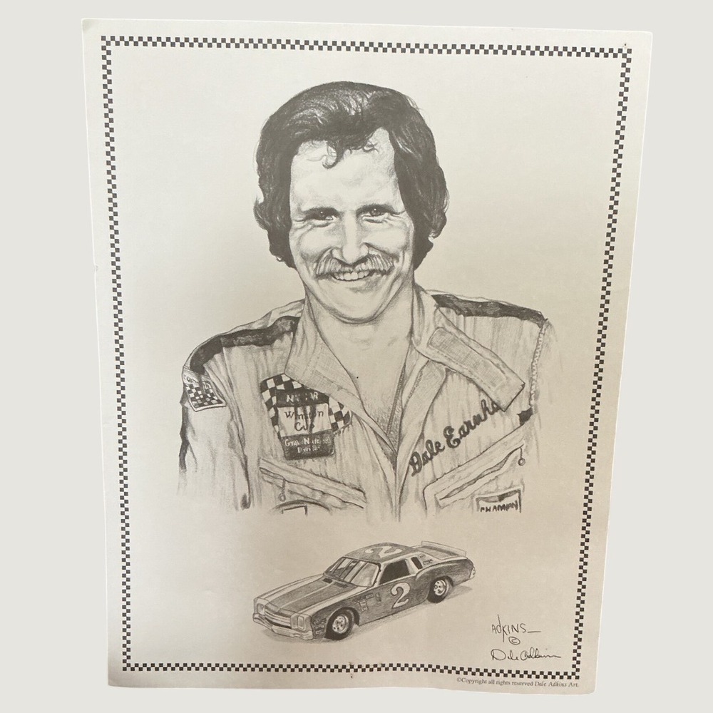 Dale Adkins Art Dale Earnhardt Sr Print 14x11 NASCAR Racing sports art vintage